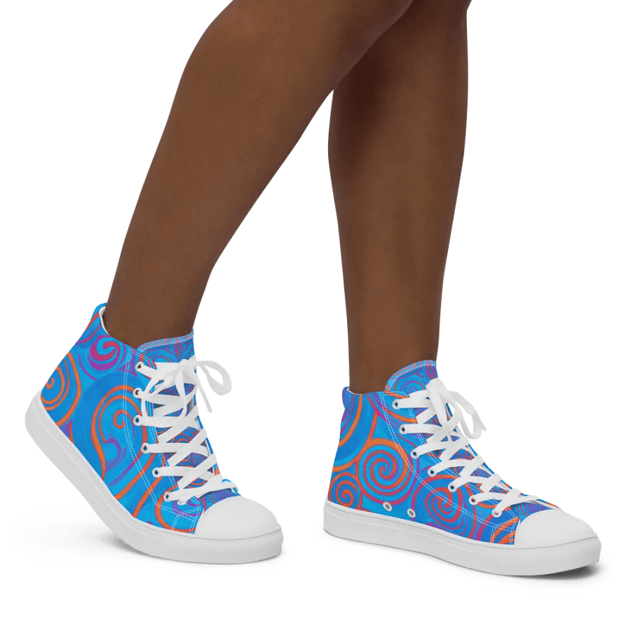 Funky Blue Dreams Liquid Tie-Dye Women's High-Top Canvas Shoes product image (6)