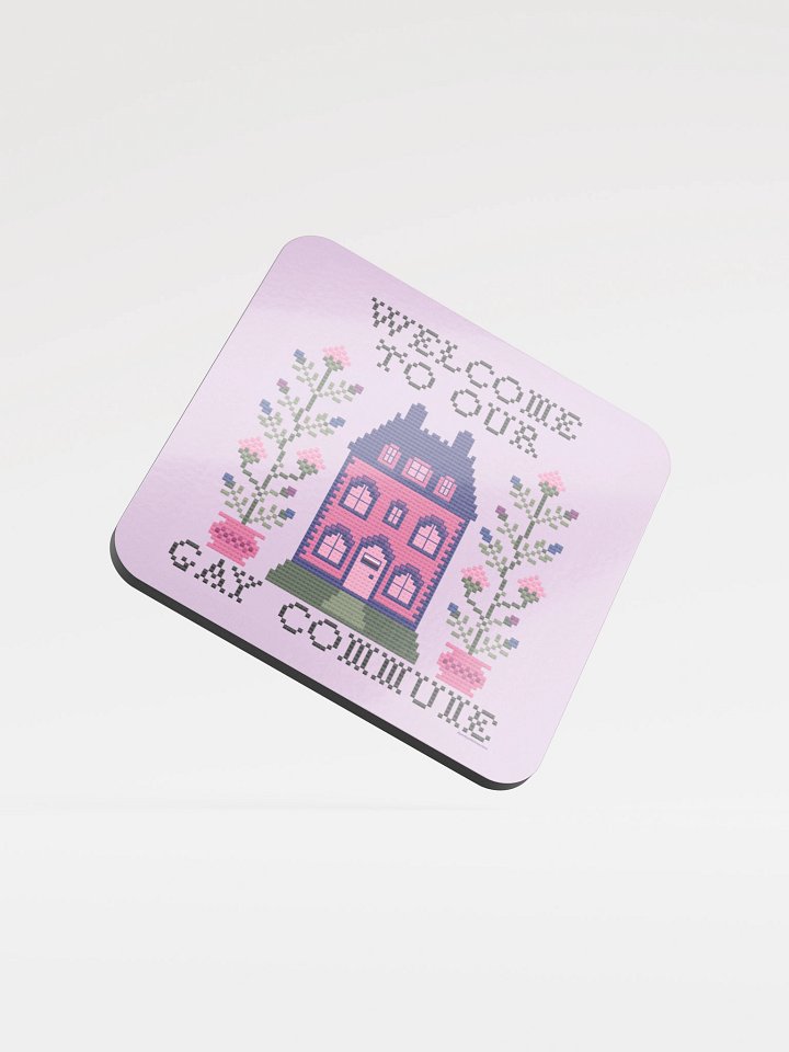 Welcome to Our Gay Commune Coaster - Genderfluid Flag product image (1)