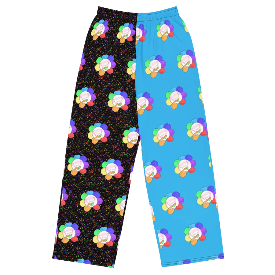Split Blue and Arcade All-Over Flower Unisex Wide-Leg Pants product image (4)