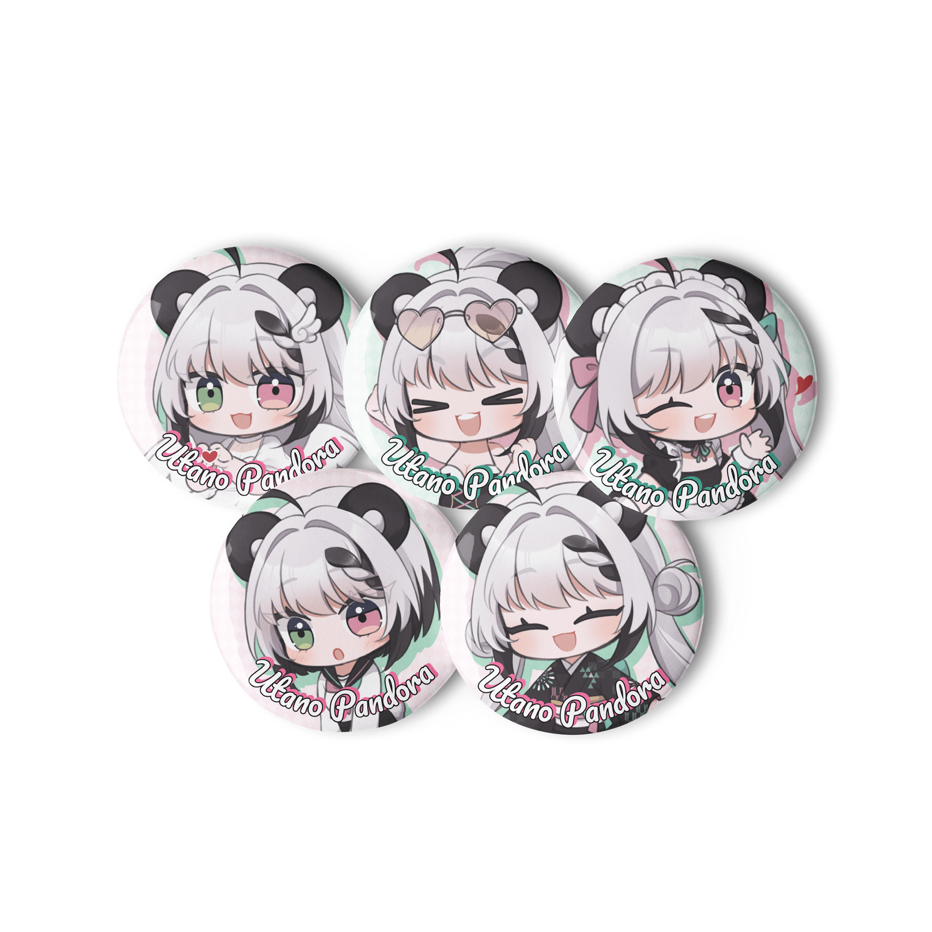 Utano Pandora 'Dress up Pan-chan' Badge Set (2.25 inch Version) product image (2)