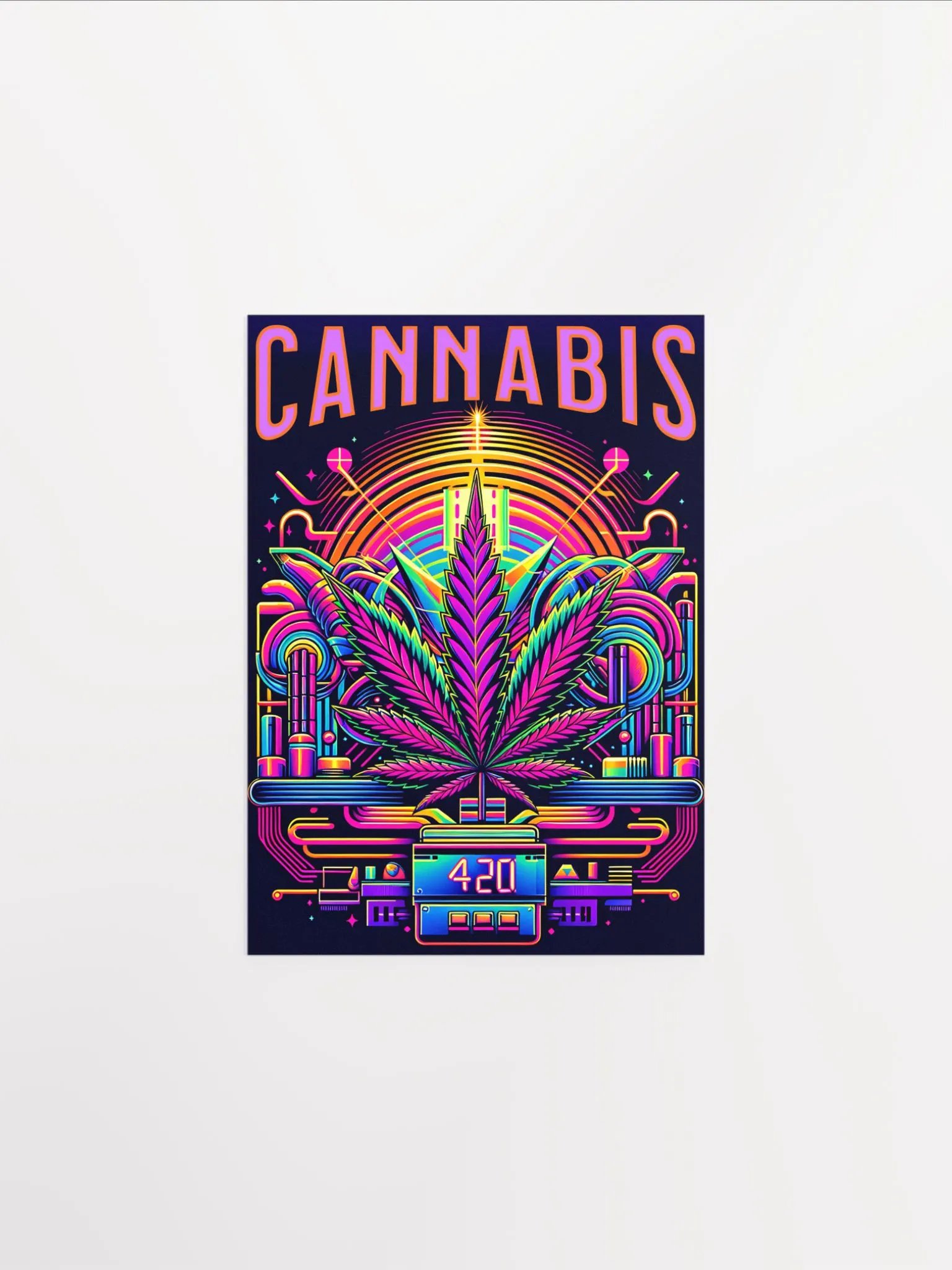 Cannabis 420 Synthwave Poster – Neon Glow Wall Art for Stoners product image (2)