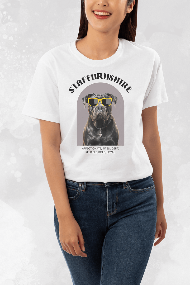 White Funny Staffordshire Relaxed Fit T-shirt product image (1)