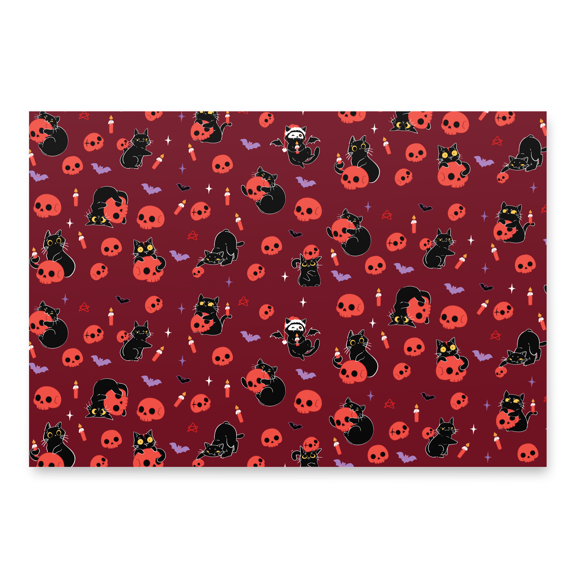 Gothic Christmas cat tree wrapping paper -red product image (4)