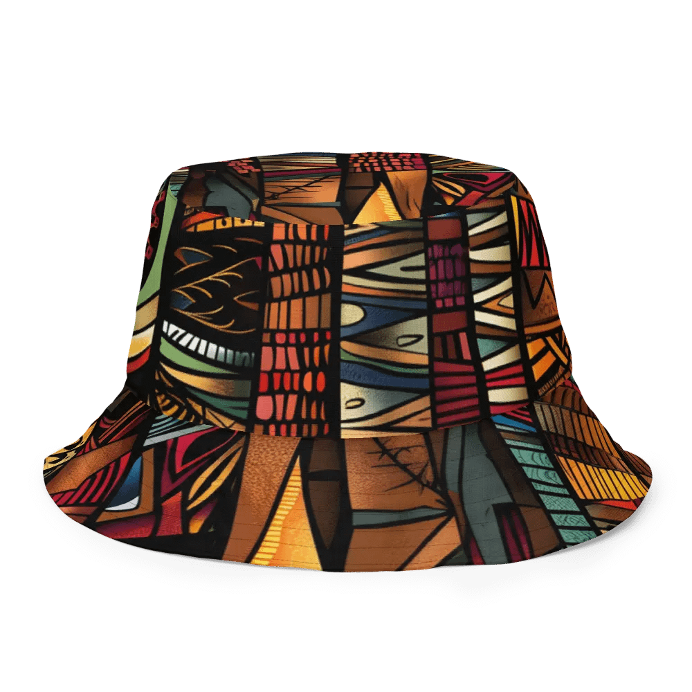 Geometric Flair: Vibrant Reversible Bucket Hat with African Patterns product image (5)