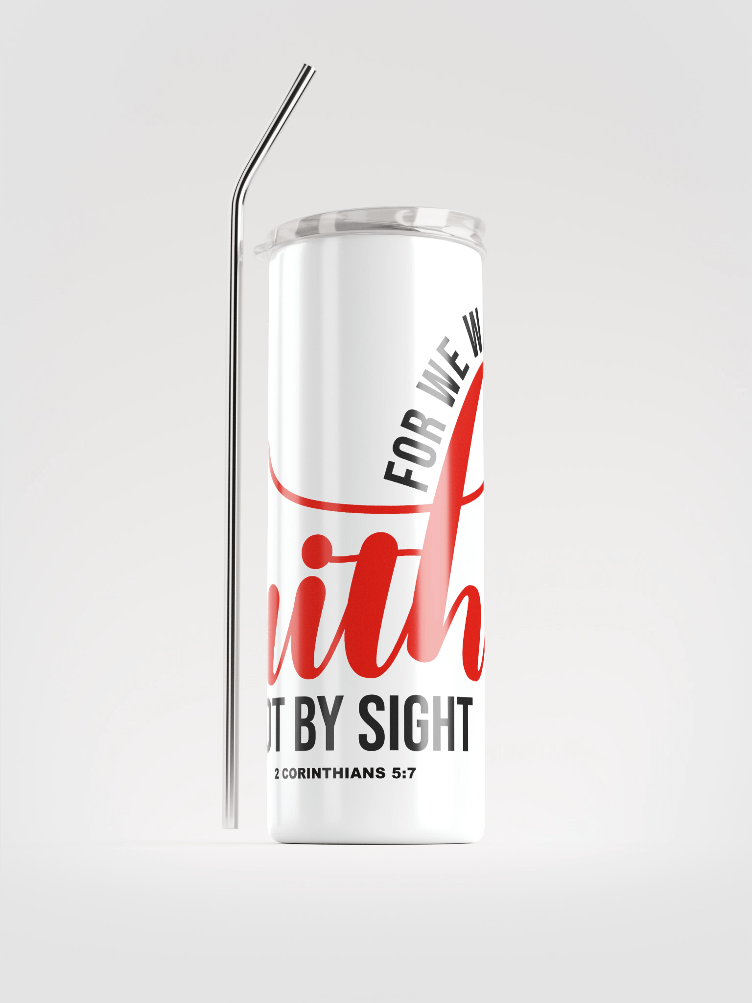 Walk by Faith 20 oz Stainless Steel Tumbler – Scripture-Inscribed, Sleek & Spill-Resistant product image (1)