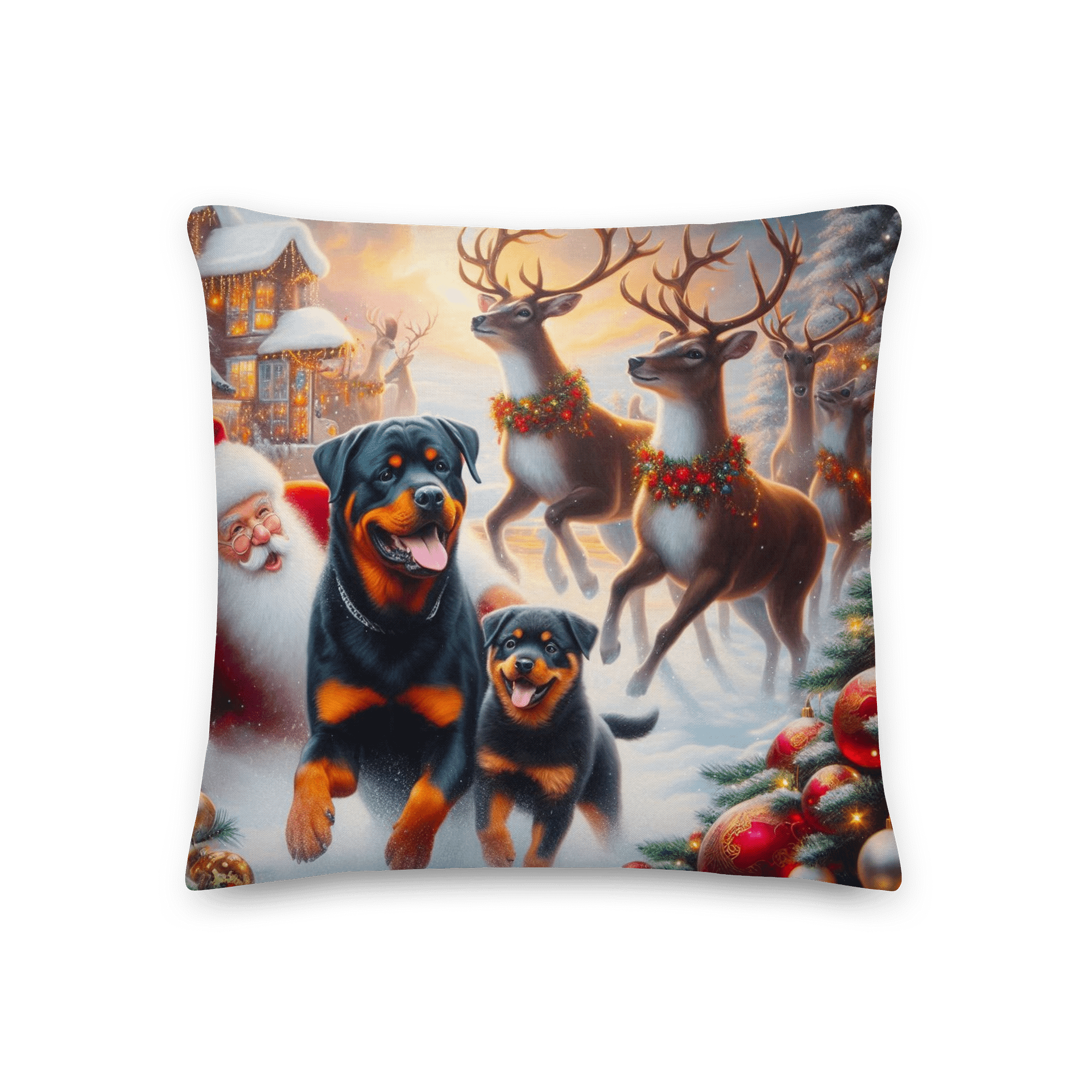 Santa's Rottweiler Wonderland Pillow product image (1)