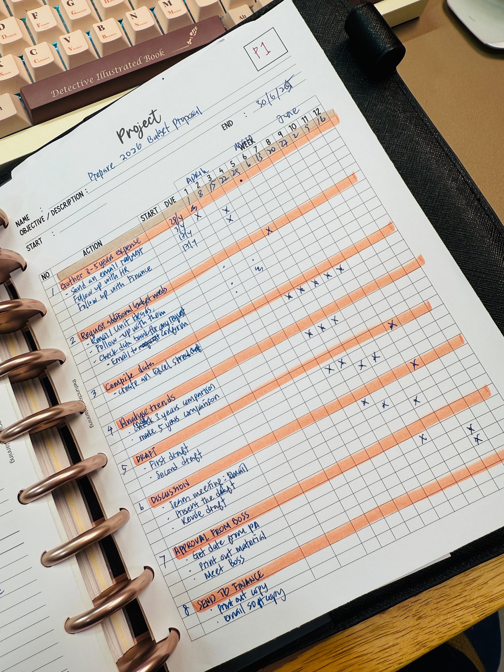 Project Management Planner Insert | Gantt-Style 12-Week Tracker | Half Letter Size product image (6)