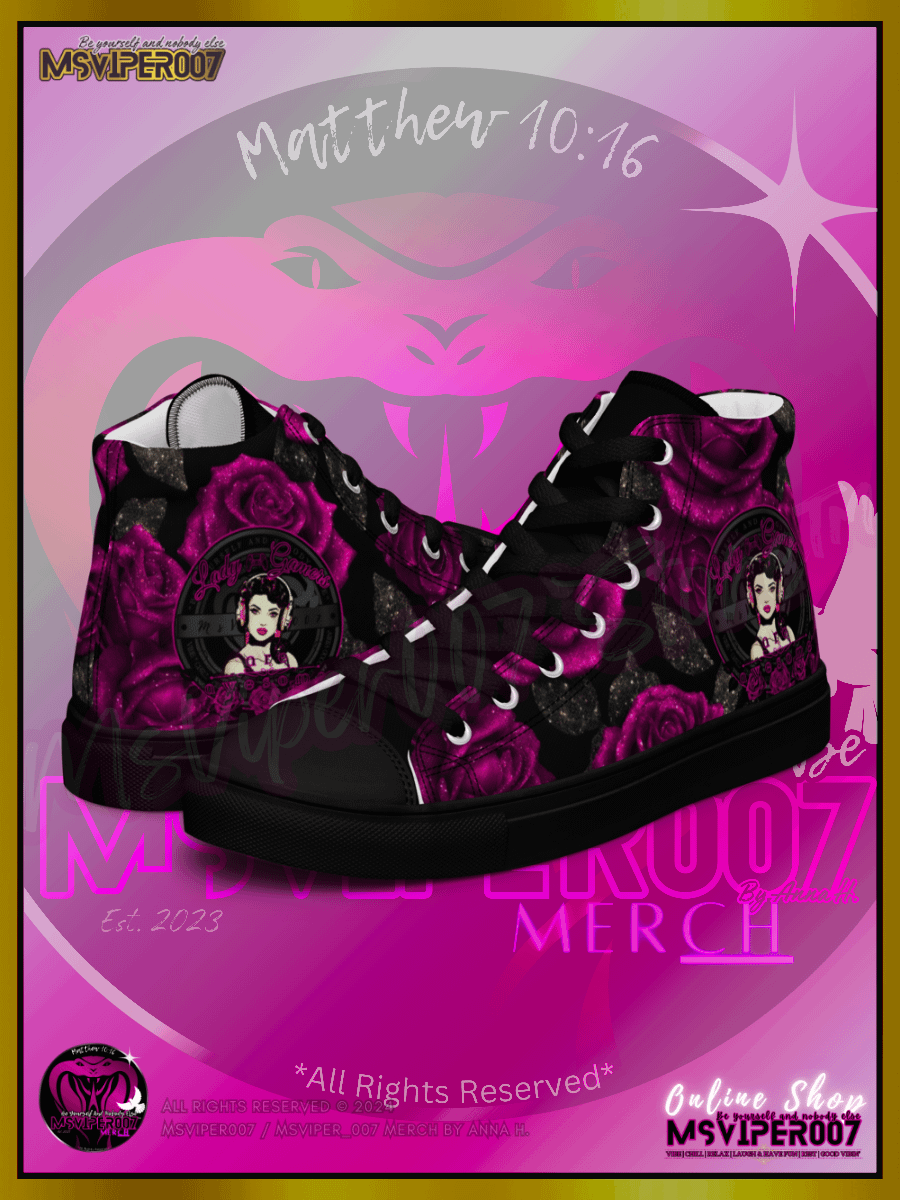 Shoes (High-Tops) - MsViper007's "Lady Gamers Are Awesome™ | [V3] (blk/velvet violent rose)" Womens Comfort High-Top Shoes by Anna H. product image (9)