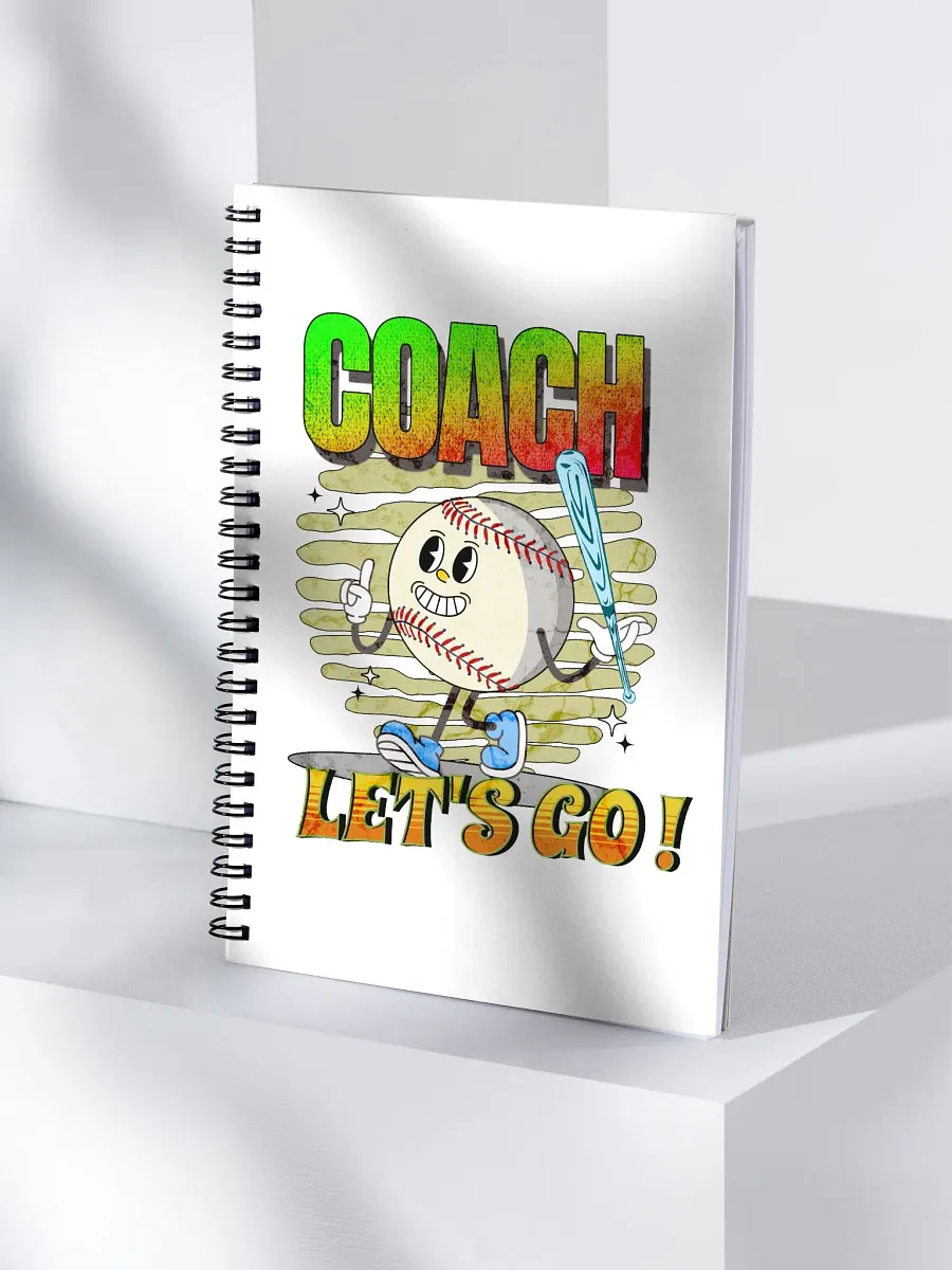Retro Mascot Coach Lets Go Baseball Spiral Notebook product image (3)