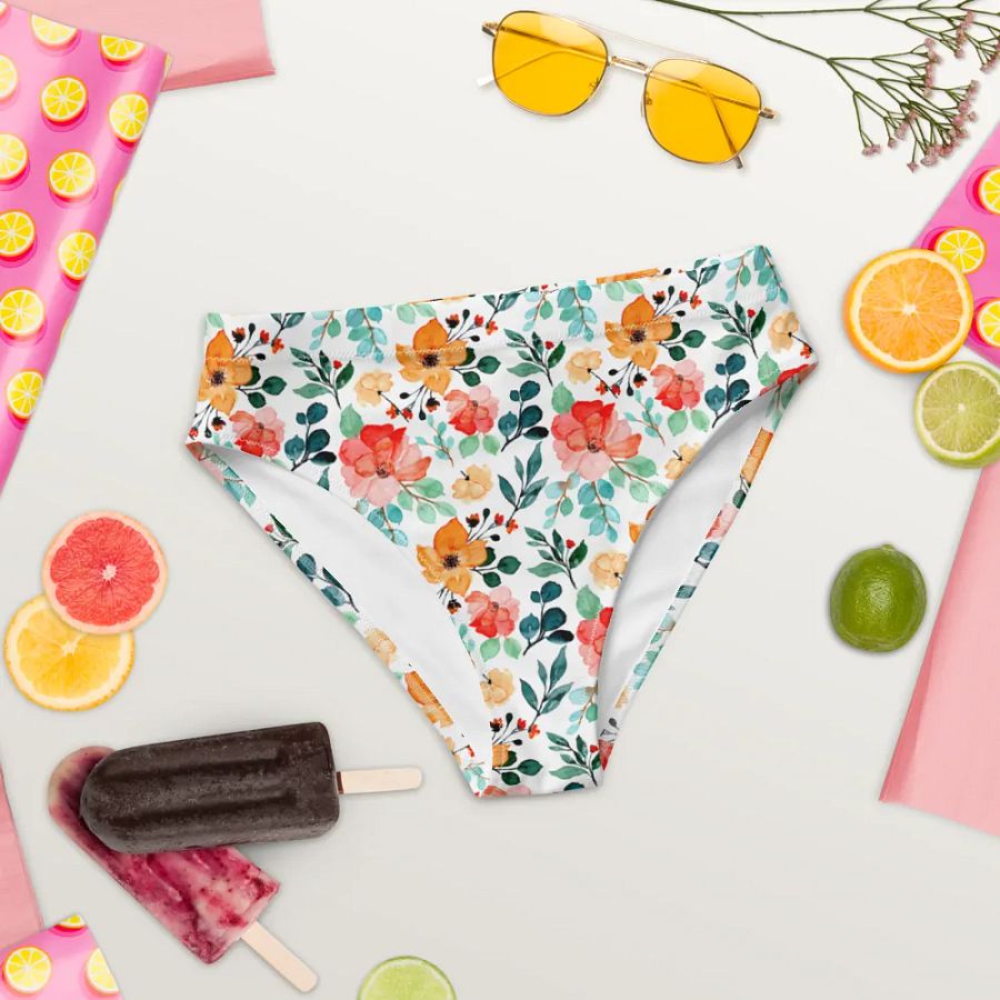 Watercolour Floral Pattern High Waisted Bikini Bottom product image (8)