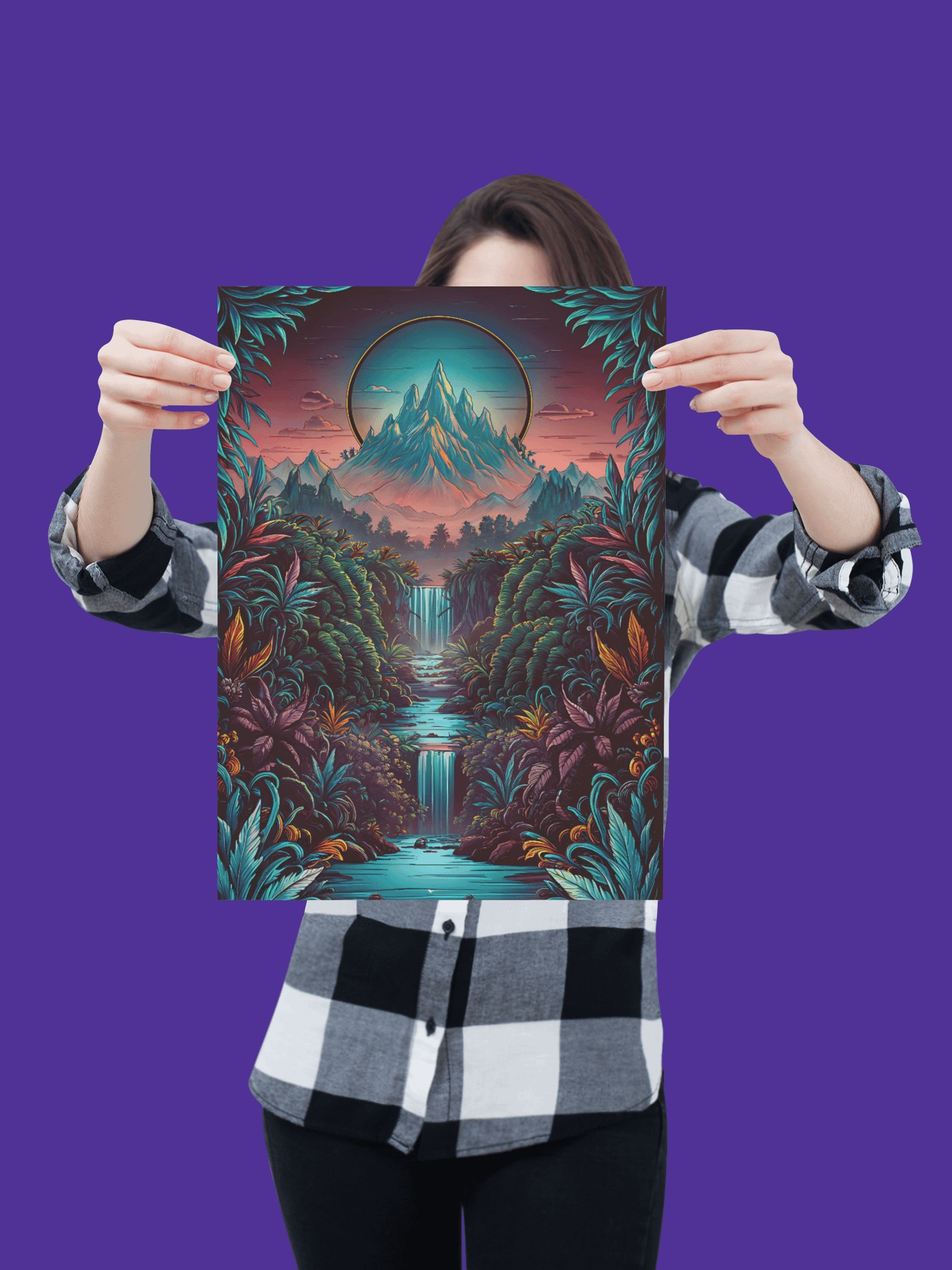 Twilight Mountain Falls - Vibrant Matte Wall Decor Poster product image (2)