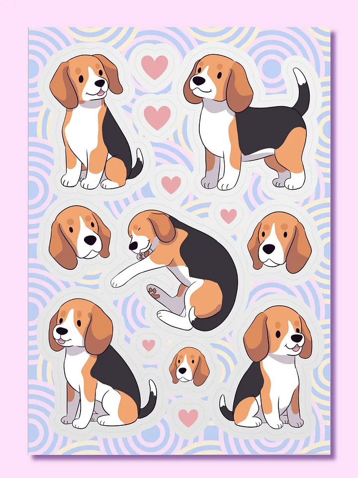 Playful Beagle Dog Kiss-Cut Sticker Sheet product image (1)