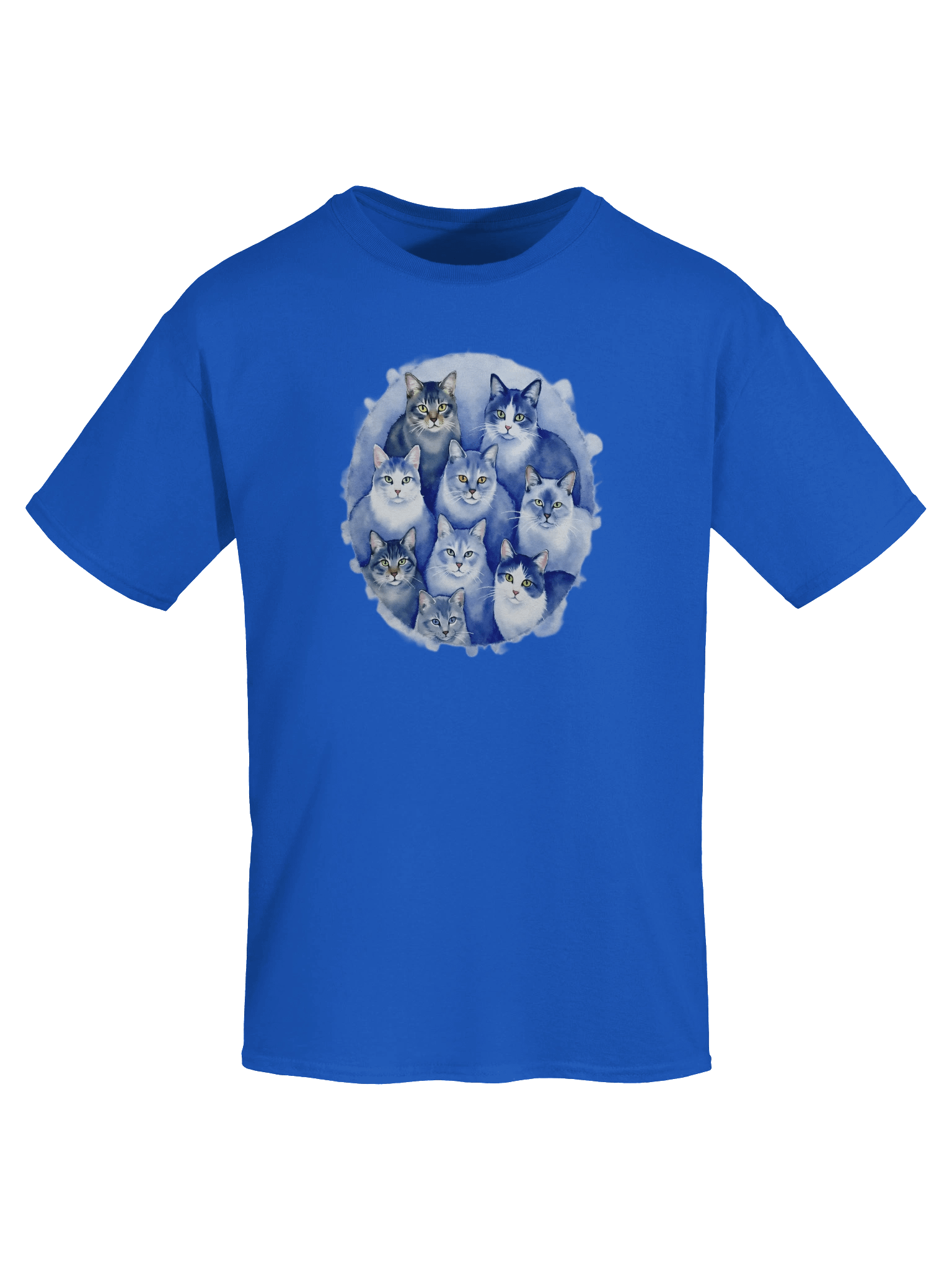 Cat T-shirt, various cats in blue, no. VAC002 product image (6)