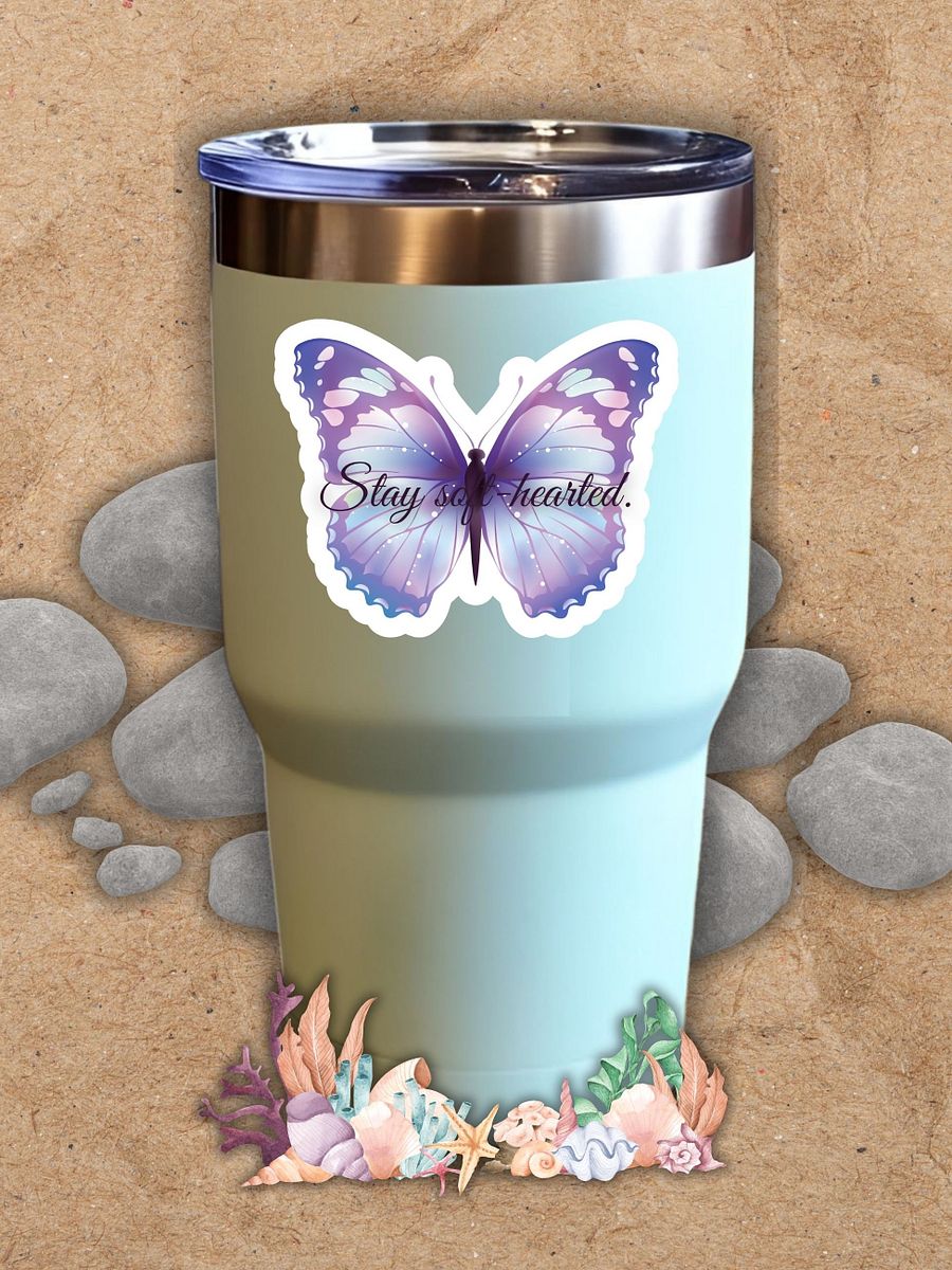 Stay Soft-hearted – Purple Butterfly Inspirational Quote Sticker product image (6)