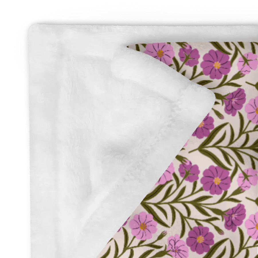 Corncockle Bouquet - Pink and Forest Green - Throw Blanket product image (11)