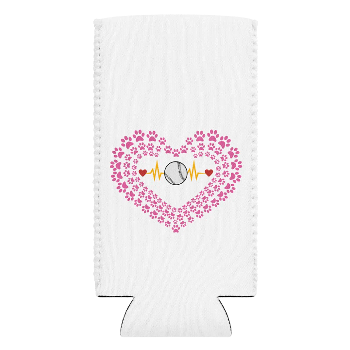 Heart Paw Print Baseball Can Cooler product image (2)