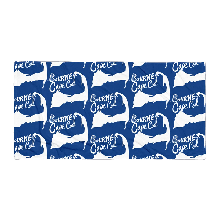 BOURNE to Cape Cod™ | Coastal Classic Beach Towel | All-Over Logo Print | Vibrant Colors for Salty Souls | White Logo on Cerulean Blue product image (2)
