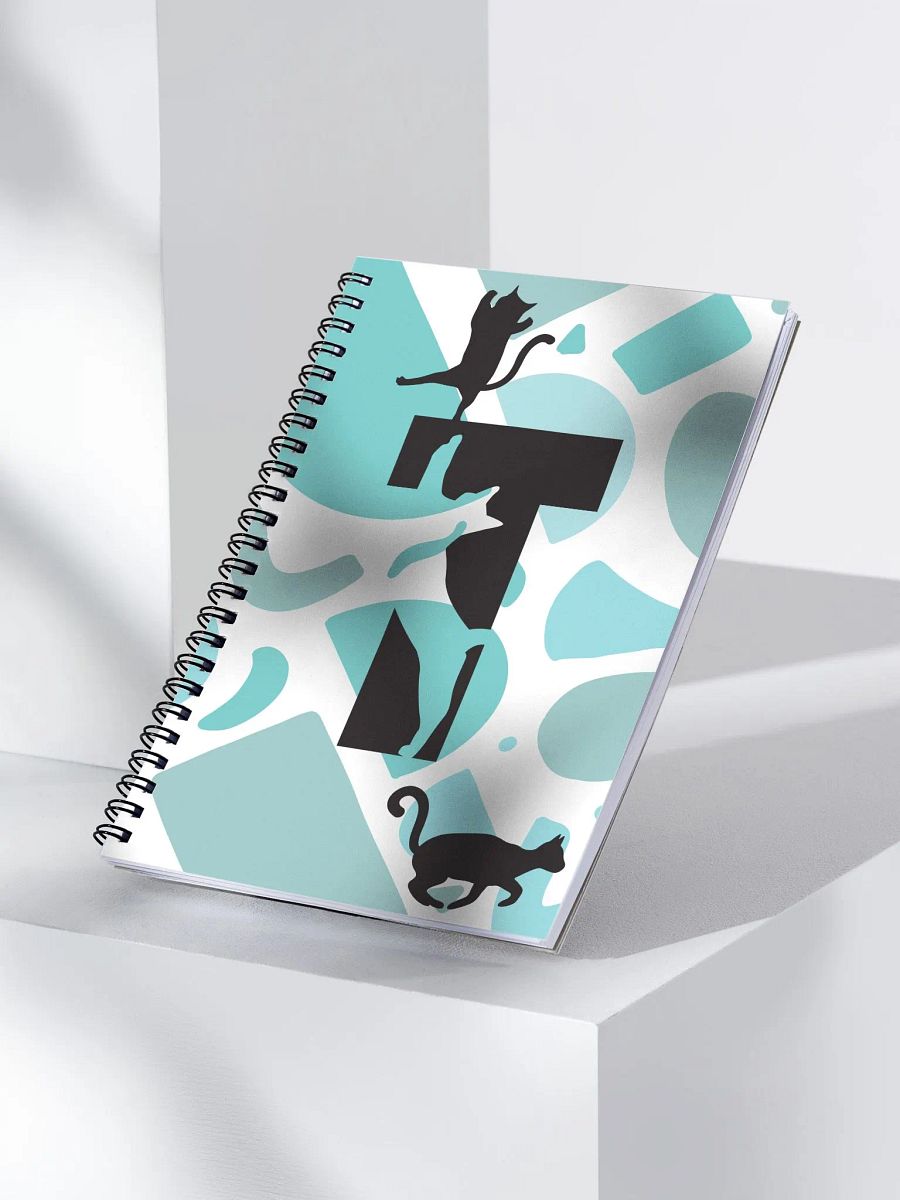 Monogram Letter T Cat Lover Geometric Blues Notebook product image (3)