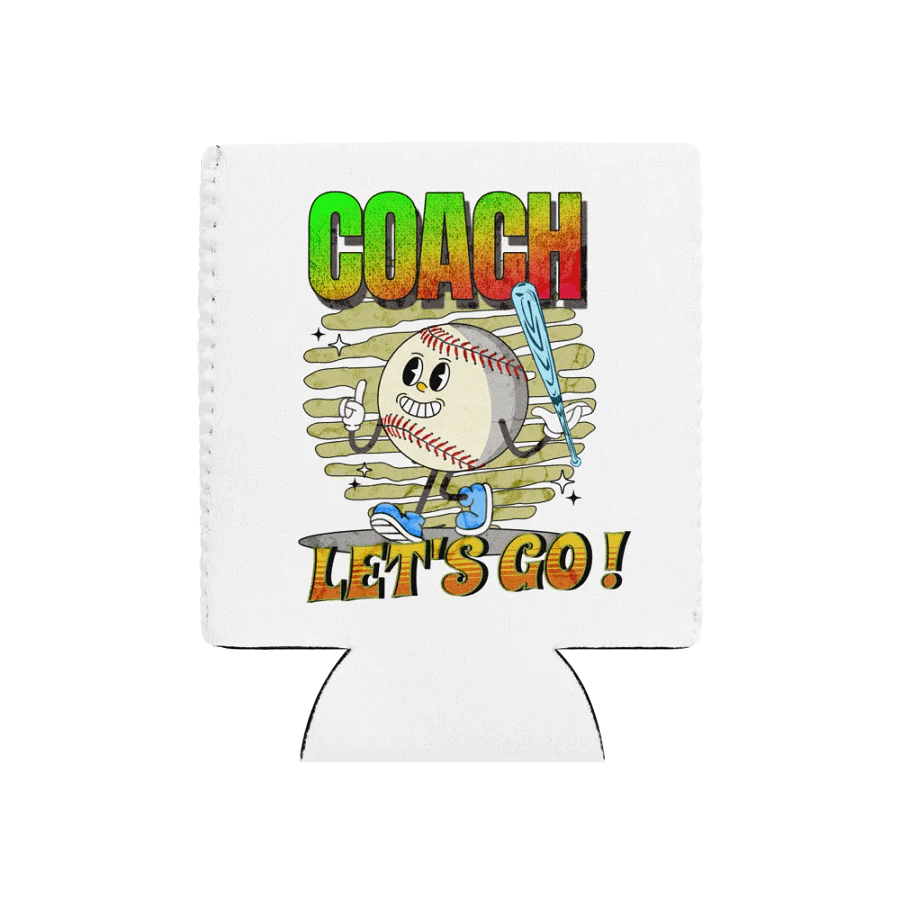 Retro Mascot Coach Lets Go Baseball Can Cooler product image (1)