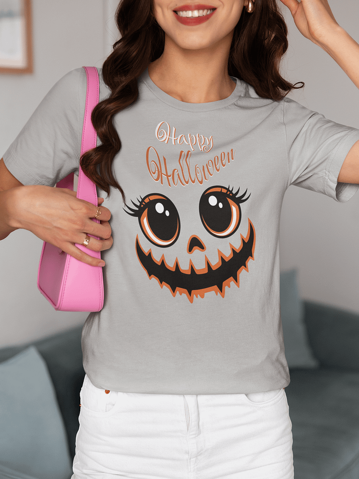 Cute Happy Halloween Jack O Lantern Face T-Shirt product image (2)