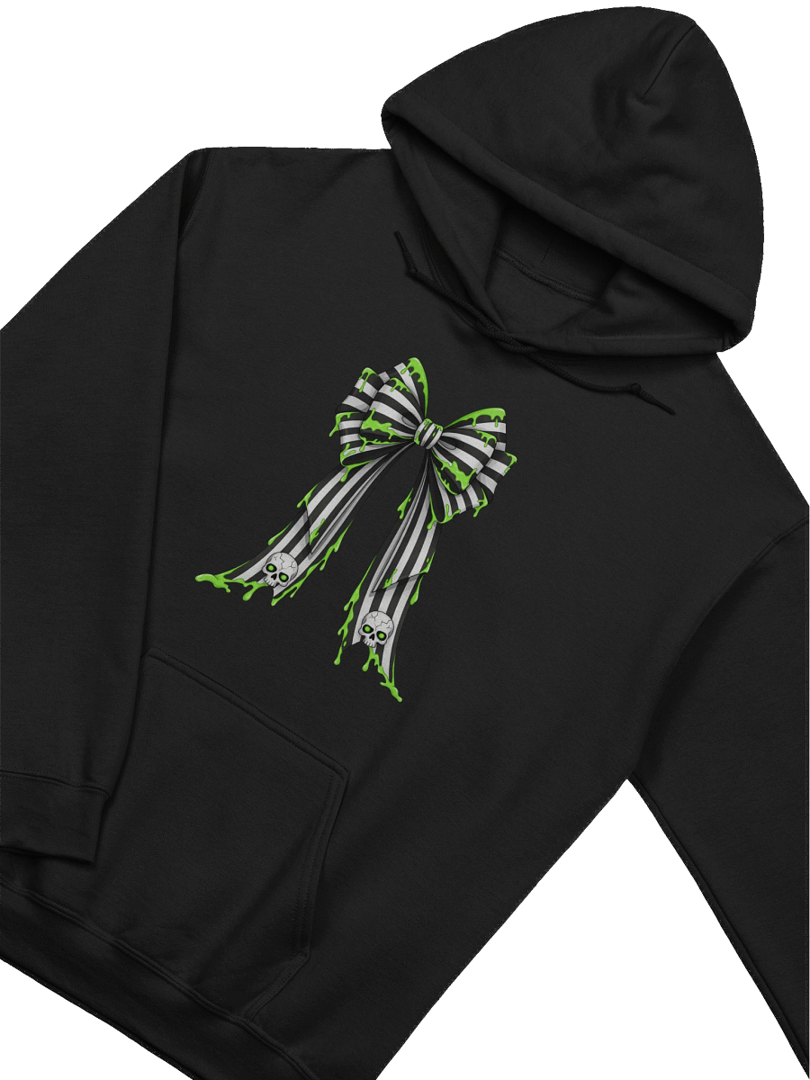 [UM Designs] Coquette Bow with Slime - Unisex Pullover Graphic Hoodie [black letters] product image (3)
