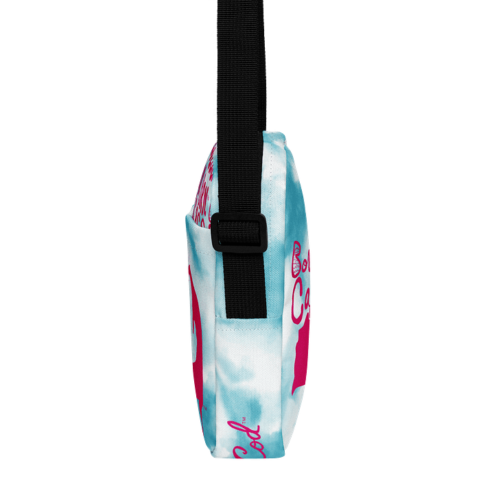 BOURNE to Cape Cod™ | Crossbody Bag | BRN.2C.C.™ | Utility On-the-Go | Coastal Cool Meets Everyday Carry | Pink Logos on Blue Tie-Dye🌊🎒 product image (2)