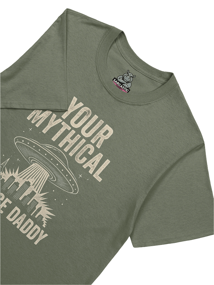 "Your Mythical Space Daddy" T-Shirt – Dark Sci-Fi Cityscape Graphic Tee | Funny Sarcastic Alien Humor Shirt product image (1)