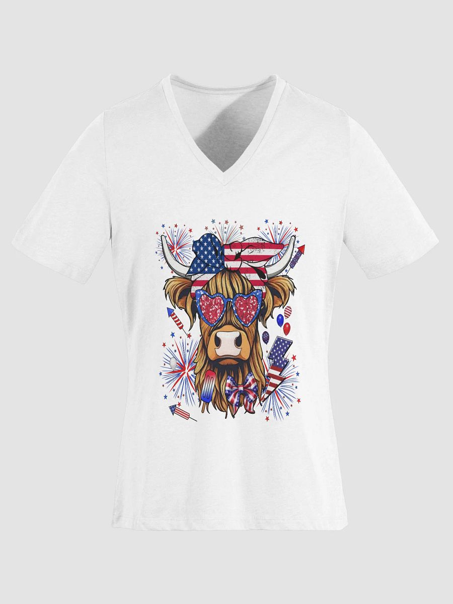 Ladies Highland Coo July 4th V-Neck product image (1)