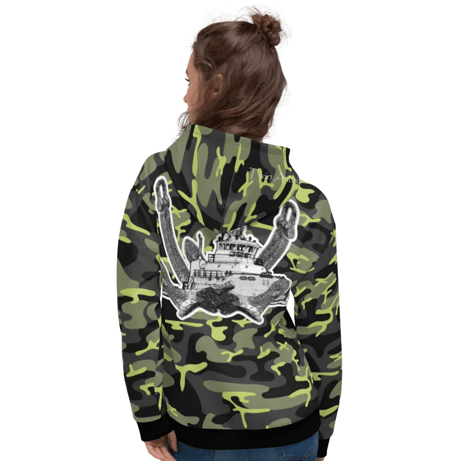 Green Camouflage Twin Anchor Titan tug Hoodie product image (12)