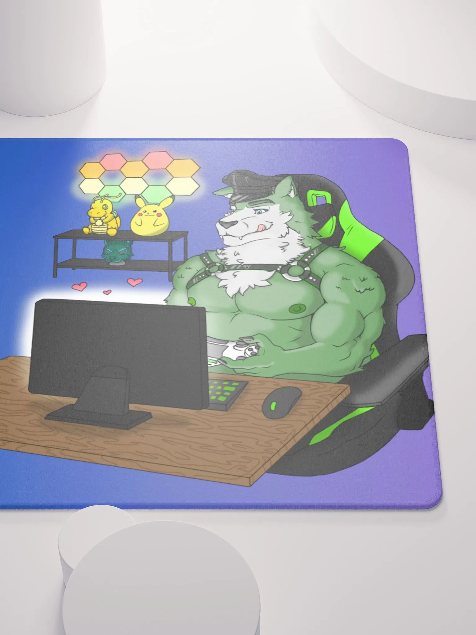 Cozy Wolf Dad Gaming Mouse Pad (Purple / Left) product image (9)