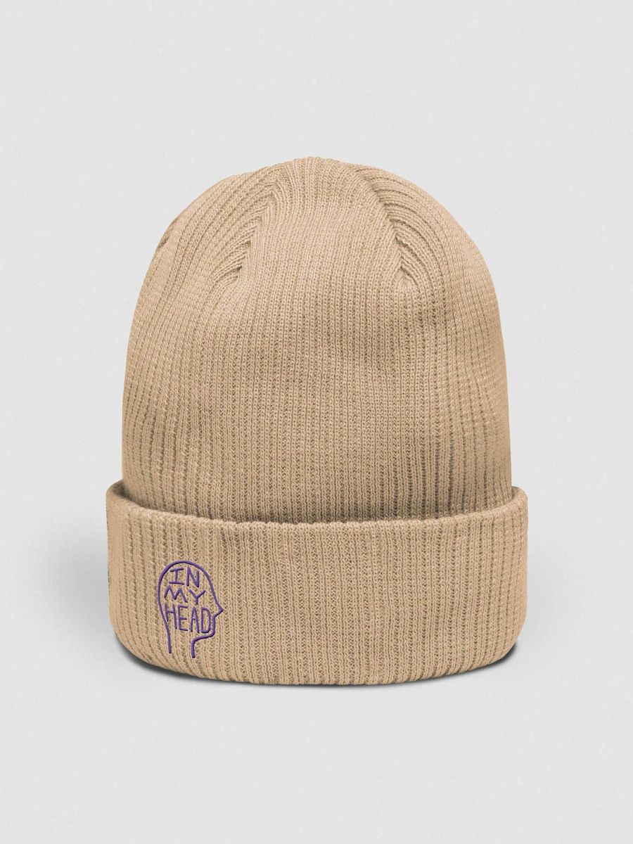 In My Head (purple) embroidered organic beanie product image (17)