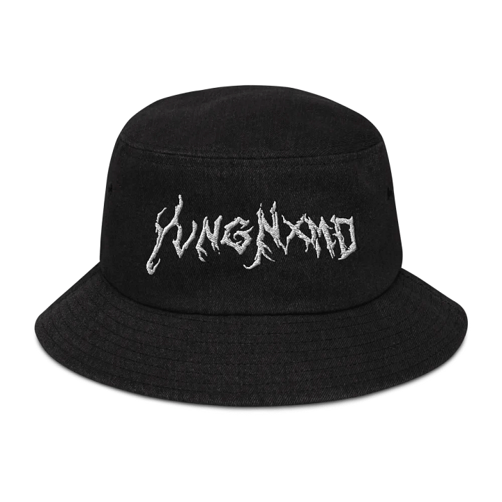 YvngNxmd White Script Black Denim Bucket Hat product image (1)