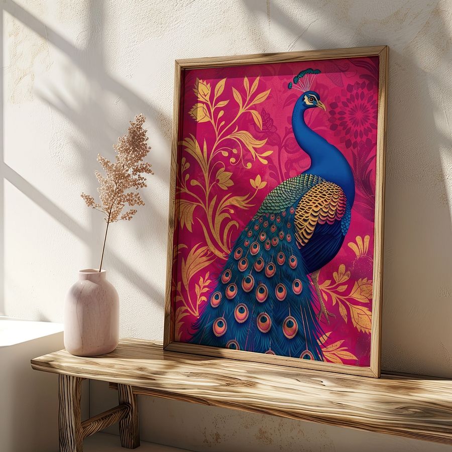 Art Nouveau Peacock on Fuchsia product image (3)