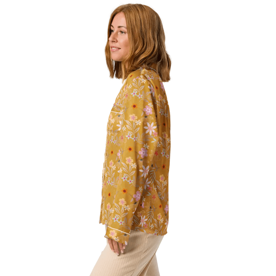Buttercup Floral Silk Pajama Top – Elegant Comfort in Bloom product image (4)