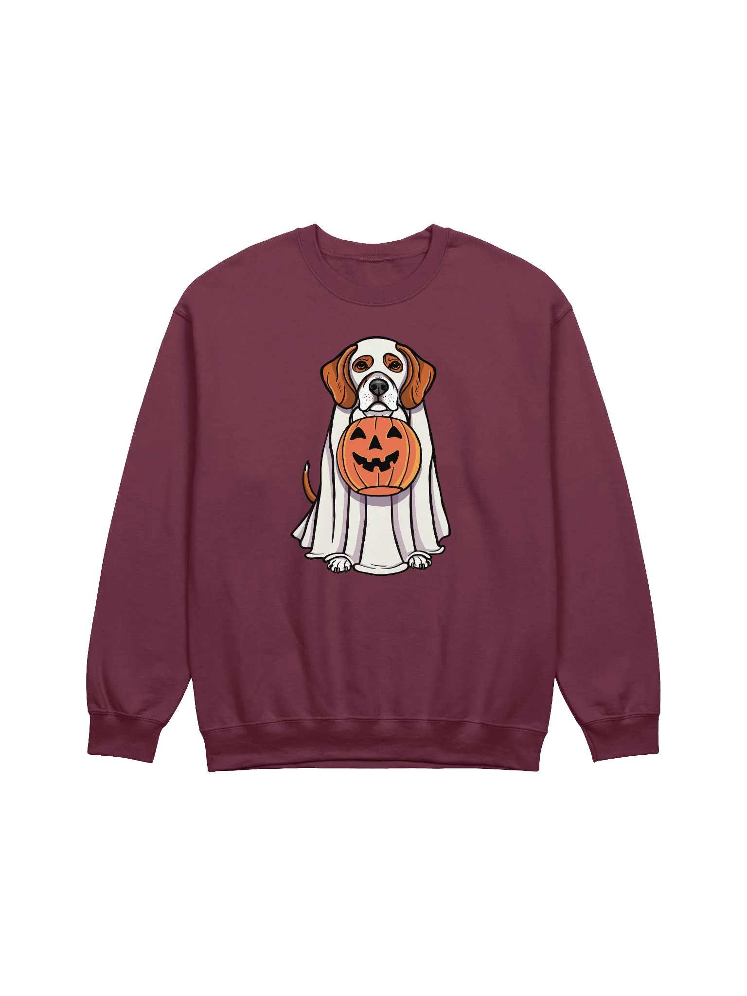 Funny Halloween Beagle Sweatshirt | Funny Beagle Wearing a Ghost Costume and Holding a Pumpkin Basket product image (12)