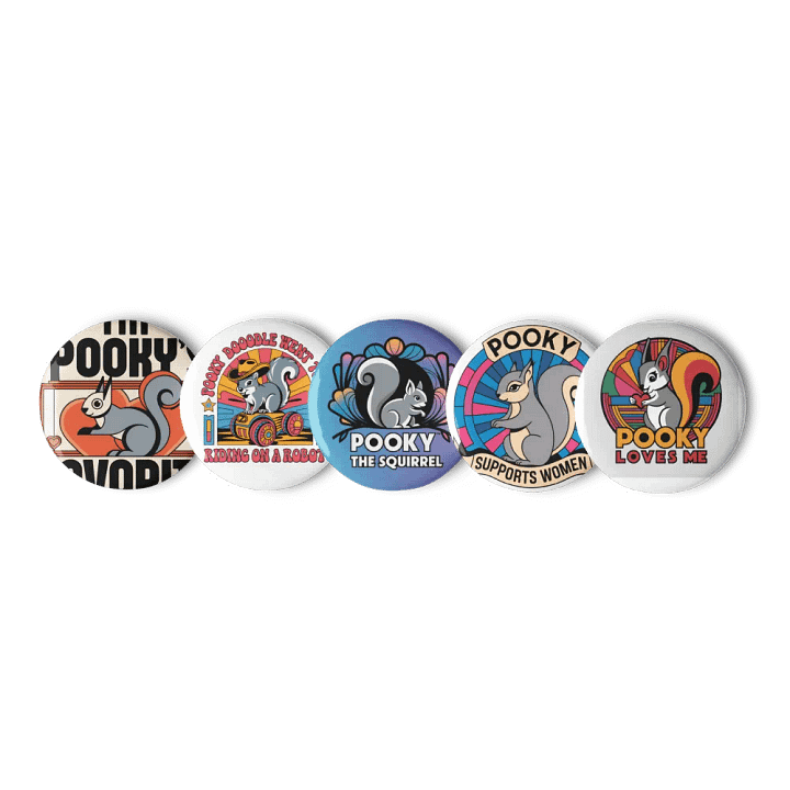 Original Pooky Artwork Buttons: Set of Five -bb product image (1)