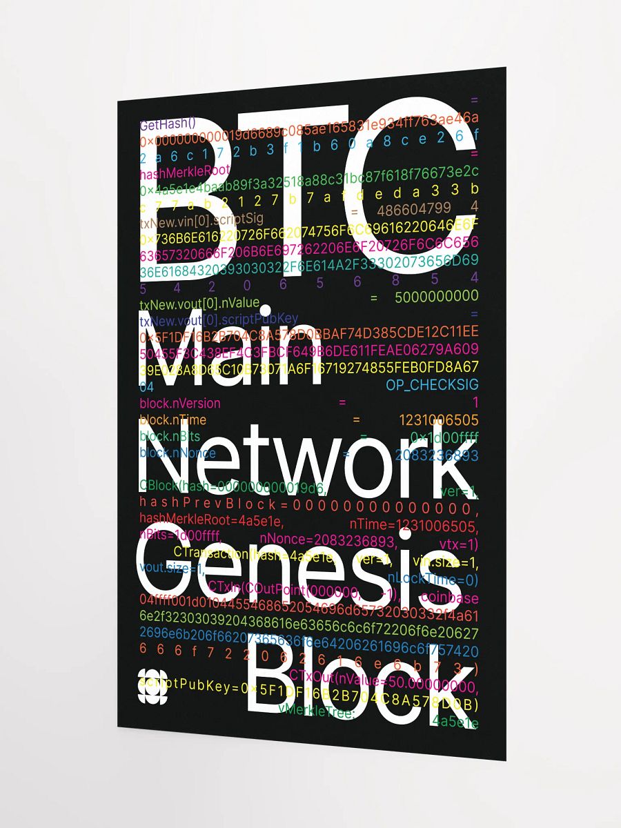 Bitcoin Genesis Block Poster (black) [framed] product image (3)