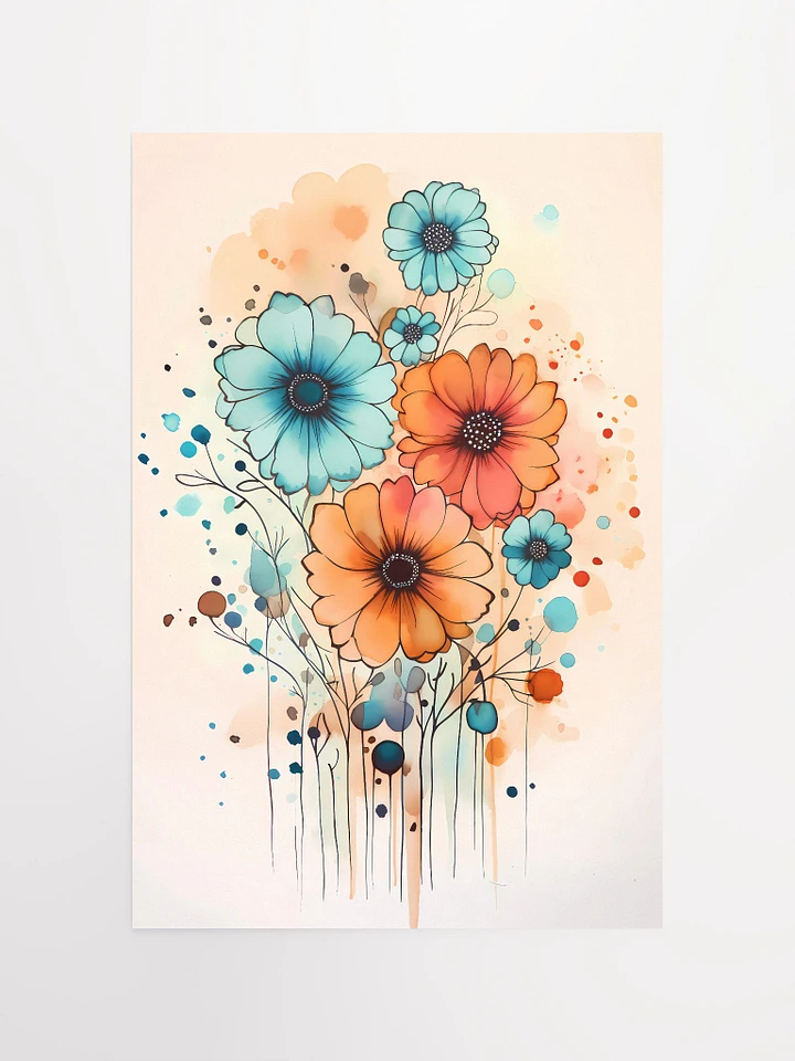 Whimsical Watercolor Blooms: Playful Floral Art Matte Poster product image (2)