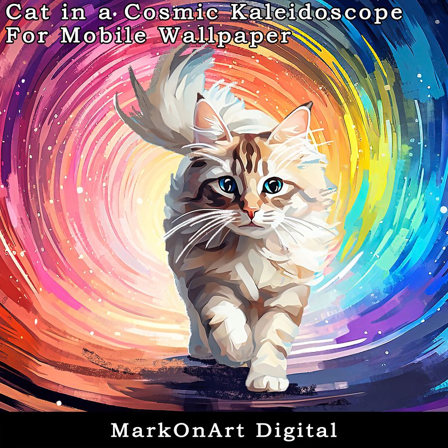 Cat In a Colorful Kaleidoscope For Mobile Phone Wallpaper or Lock Screen | High Res for iPhone or Android Cellphones product image (3)