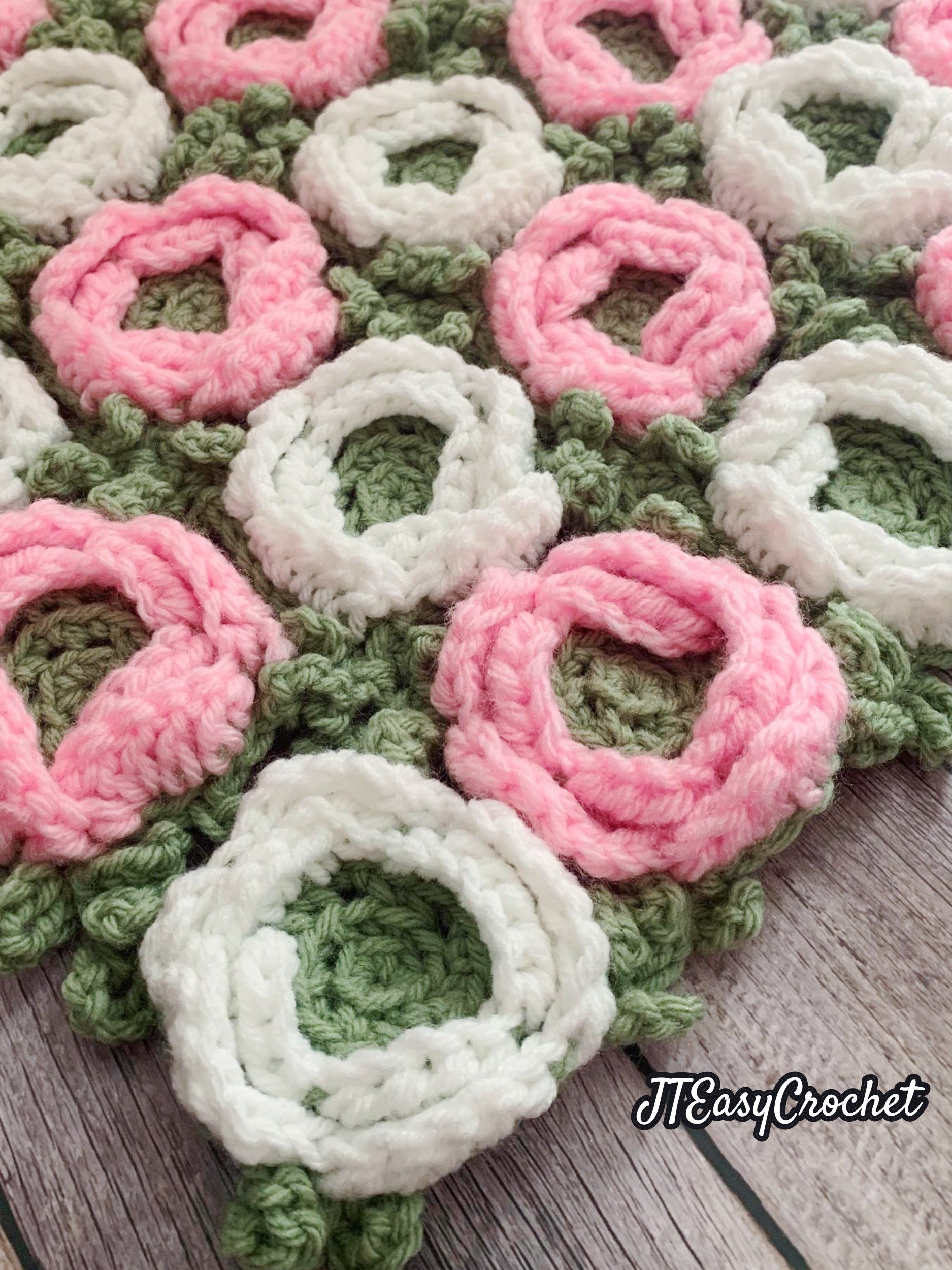 Ranunculus Flower Motif Crochet Blanket Pattern, PDF Instant Download, Cute Home Accent Throw Floral Housewarming Baby Shower Gift product image (6)