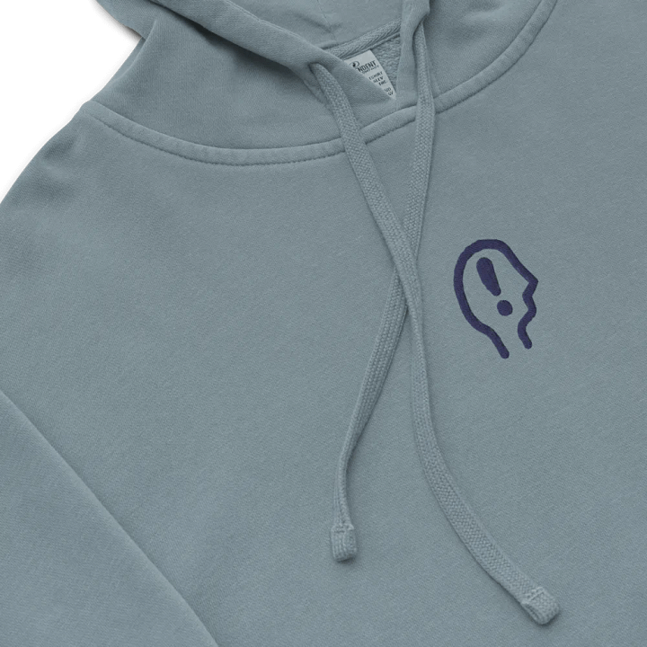 EXCLAIMING MENTALLY (C. navy) embroidered pigment hoodie product image (1)
