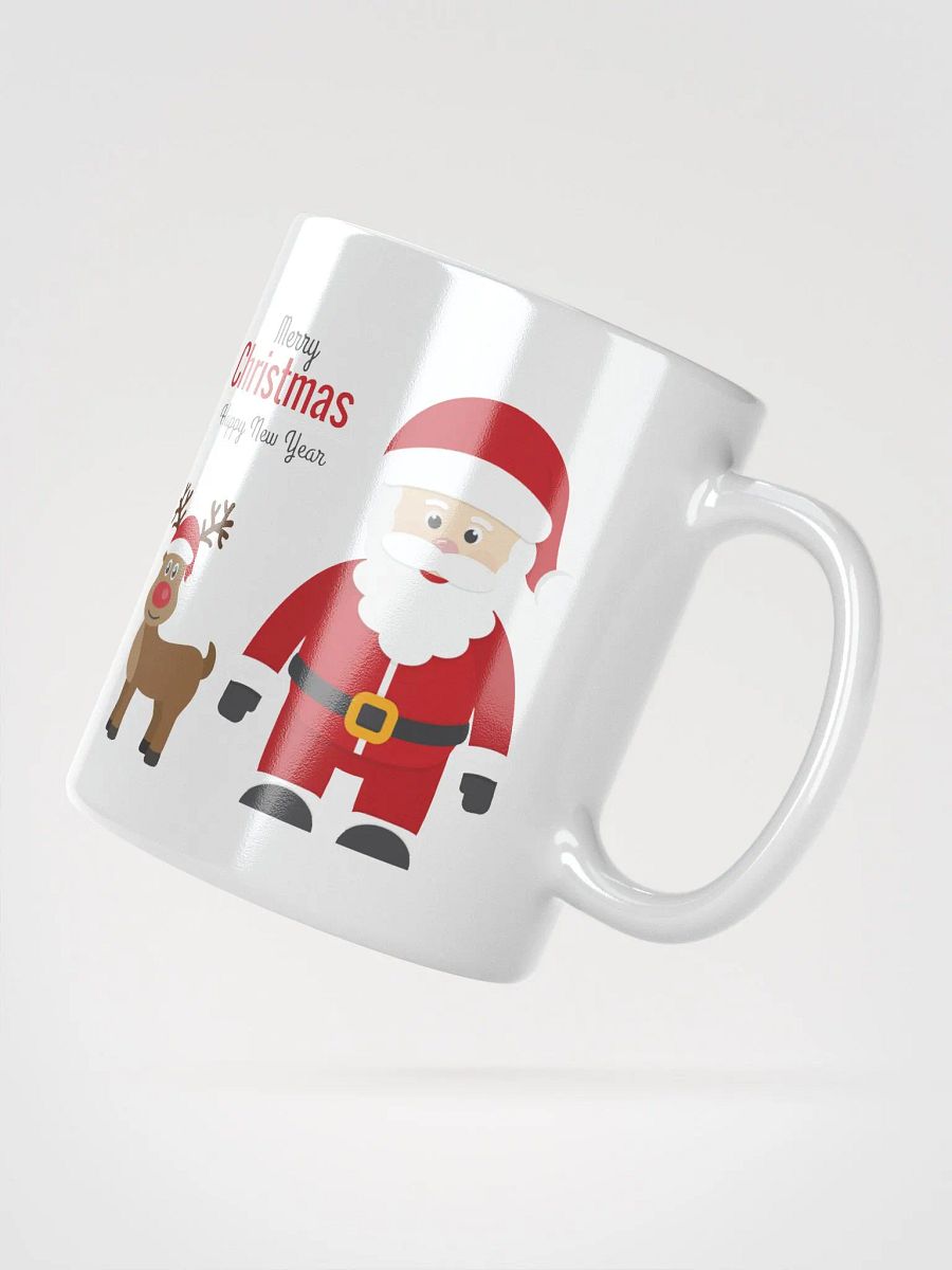 Happy Christmas Santa clause Mug with Reindeer white shiny mug product image (2)