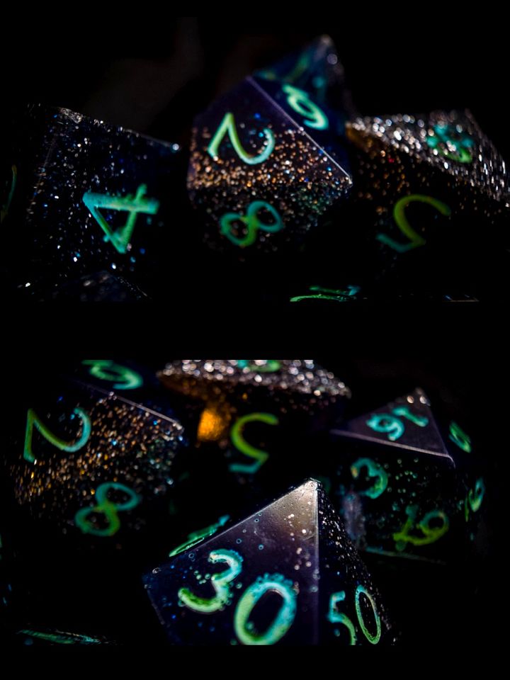 Dark Glitter Blue TTRPG 7x Dice Set product image (2)