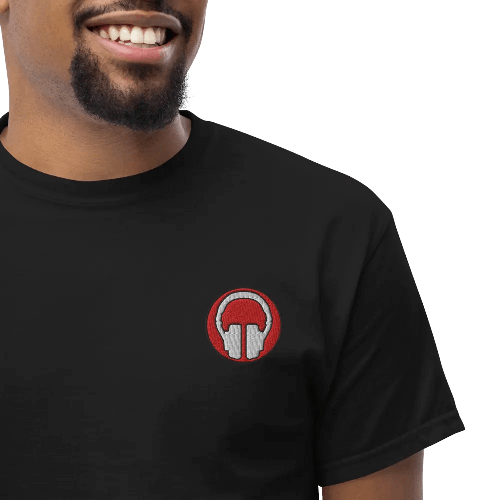 Headphones Embroidered Gildan Heavyweight T-Shirt product image (16)