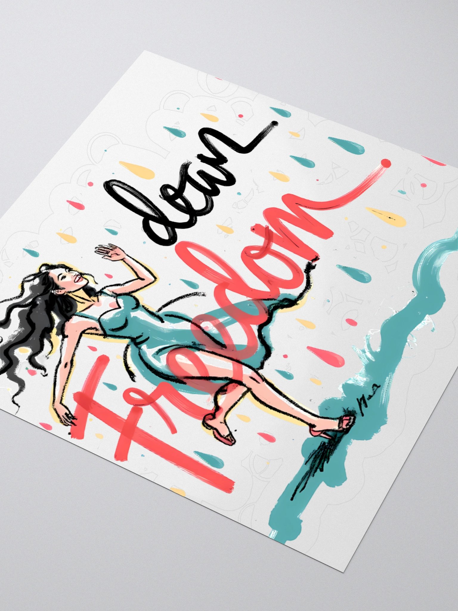 Rainy Day Freedom Poster | Whimsical Dance Art Sticker product image (8)