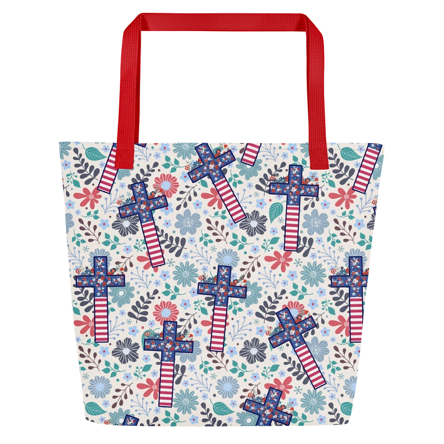 Floral Patriotic Cross Patterned Tote Bag product image (7)