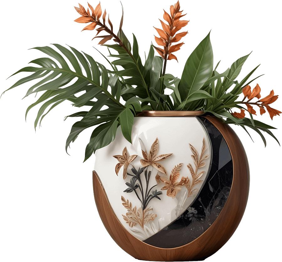 Dream of Eternity – Floral Art Deco Vase PNG product image (1)