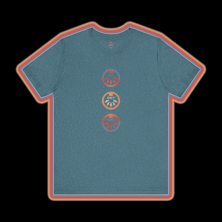 MIDI T-Shirt - In Out Thru (Musical Instrument Digital Interface Synthesizer) COLOUR PRINT B product image (1)