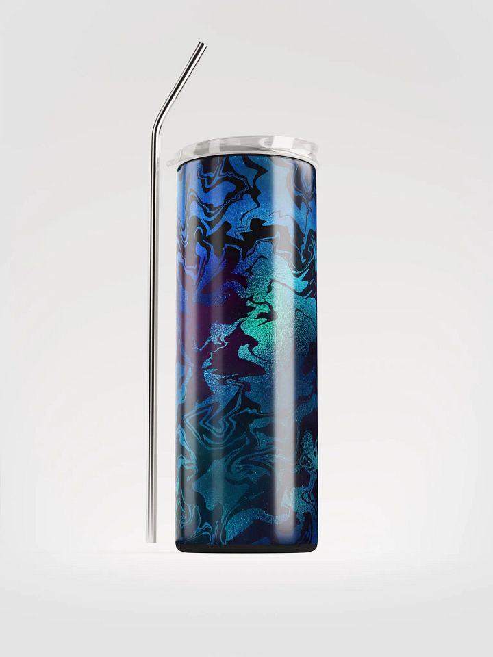 Explore Cosmic Delights with our Blue Galaxy Print Stainless Steel Tumbler | Eco-Friendly 20 oz Tumbler with Reusable Straw product image (1)