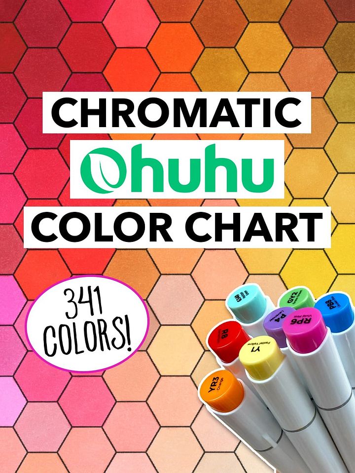 Ohuhu Color Chart - 341 Honolulu Colors in Chromatic Order (Hex + Grid) product image (1)